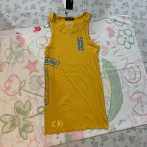 Chrome Hearts Yellow Ribbed Vest With Sanskrit Print